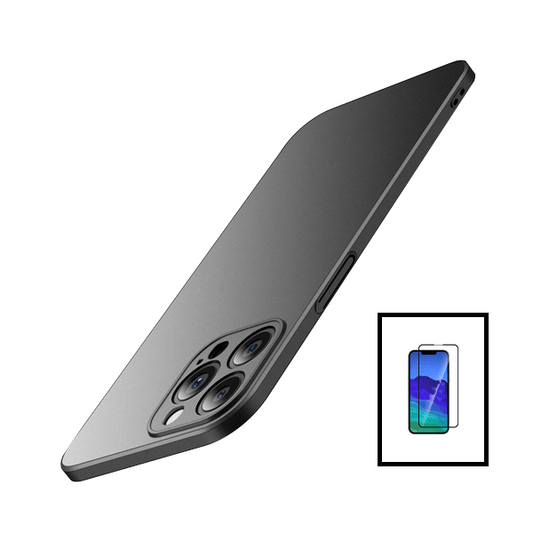 Kit Película de Vidro Temperado GorilasGlass + Capa Rígida e Fina para Apple iPhone 14 Pro Max - Preto