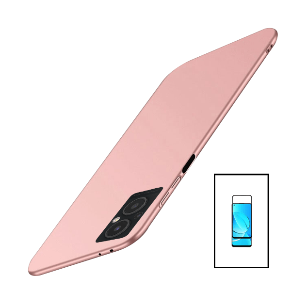 Kit Película de Vidro Temperado GorilasGlass + Capa Rígida e Fina para Oppo Reno8 Lite 5G - Rosa