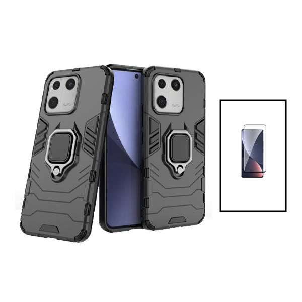 Kit Película de Vidro Temperado GorilasGlass Curvado + Capa de Proteção Militar Magnética para Xiaomi 13 Pro - Preto