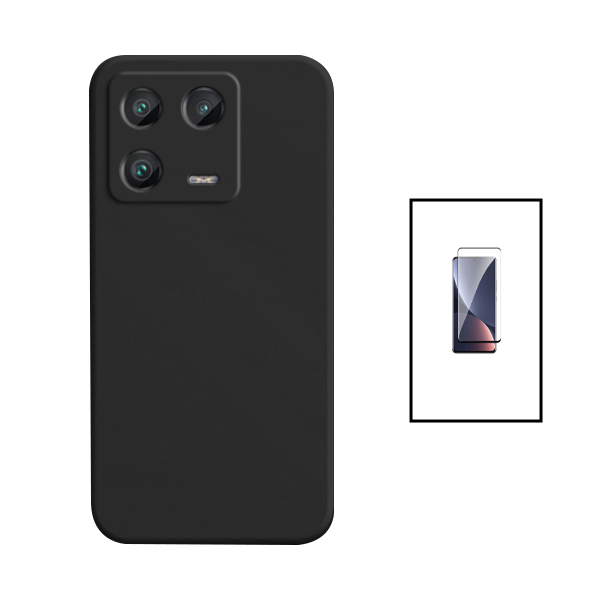 Kit Película de Vidro Temperado GorilasGlass Curvado + Capa Proteção Traseira Silicone para Xiaomi 13 Pro - Preto