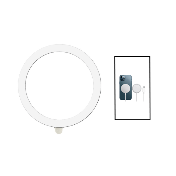 Kit Silicone Magsafe Magnetic + Carregador Sem Fios Carga Rápida Apple   Branco