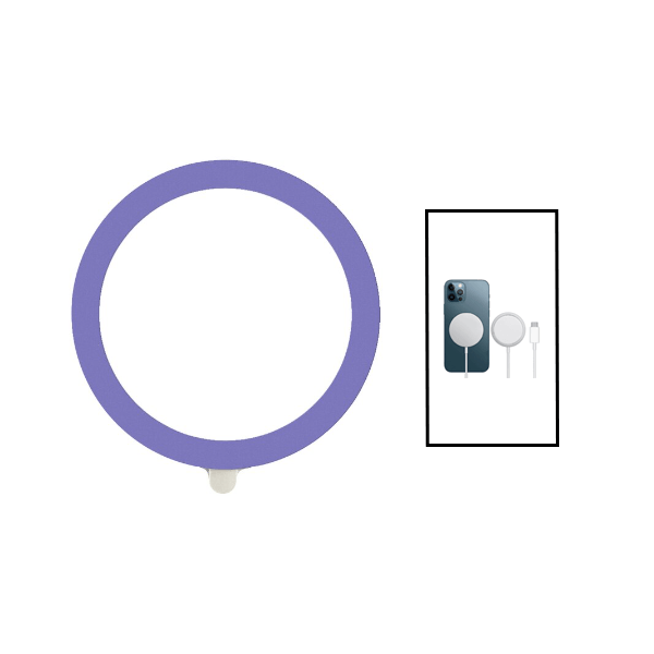 Kit Silicone Magsafe Magnetic + Carregador Sem Fios Carga Rápida Apple   Lilás