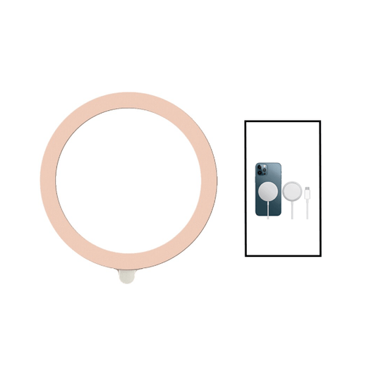 Kit Silicone Magsafe Magnetic + Carregador Sem Fios Carga Rápida Apple   Rosa