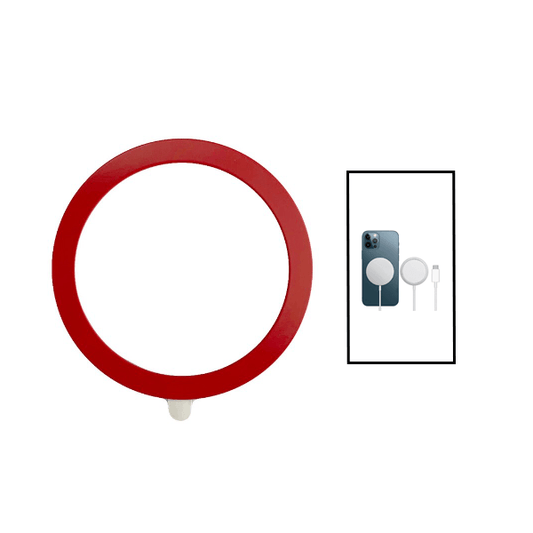 Kit Silicone Magsafe Magnetic + Carregador Sem Fios Carga Rápida Apple   Vermelho