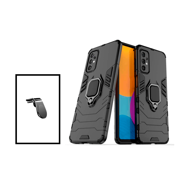 Kit Suporte de Carro Magnético L + Capa de Proteção Militar Magnética para Samsung Galaxy A23 - Preto