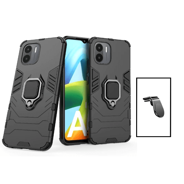 Kit Suporte de Carro Magnético L + Capa de Proteção Militar Magnética para Xiaomi Redmi A1 - Preto
