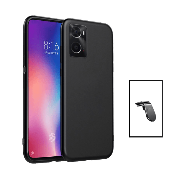 Kit Suporte de Carro Magnético L + Capa Proteção Traseira Silicone para OnePlus Nord N300 - Preto