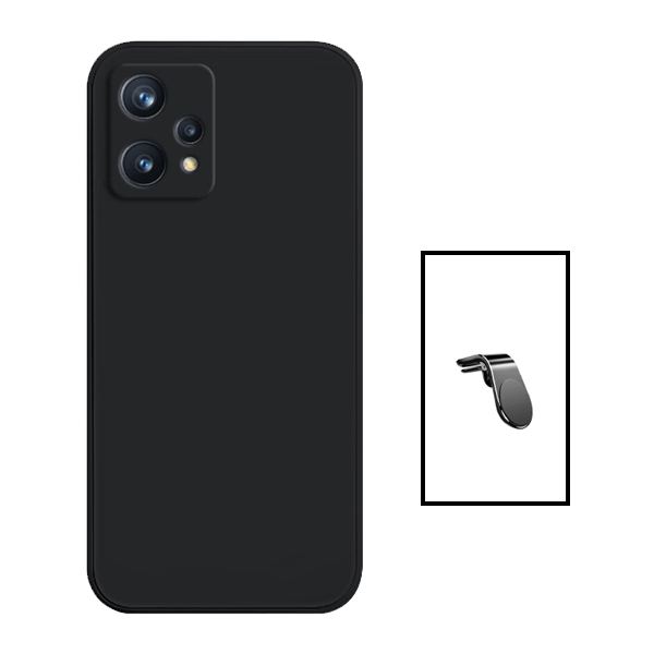 Kit Suporte de Carro Magnético L + Capa Proteção Traseira Silicone para OnePlus Nord CE 2 Lite 5G - Preto