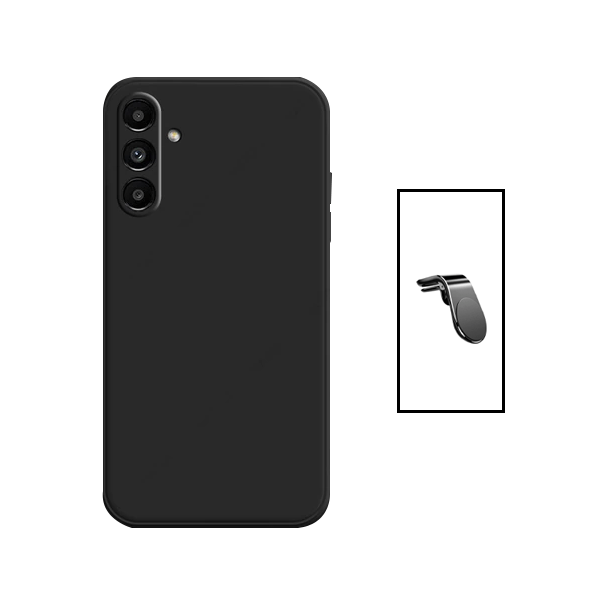 Kit Suporte de Carro Magnético L + Capa Proteção Traseira Silicone para Samsung Galaxy A14 - Preto