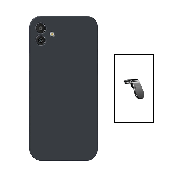 Kit Suporte de Carro Magnético L + Capa Proteção Traseira Silicone para Samsung A04 - Preto
