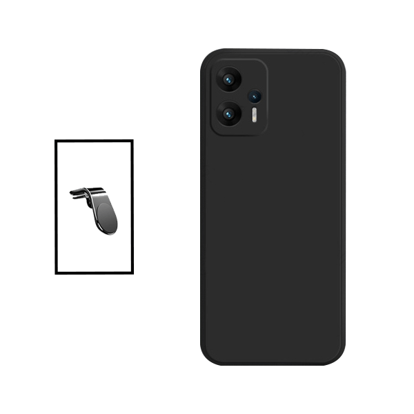 Kit Suporte de Carro Magnético L + Capa Proteção Traseira Silicone para Xiaomi Redmi Note 11T Pro - Preto