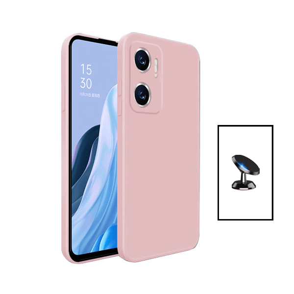 Kit Suporte Magnético + Capa Proteção Traseira Silicone para Xiaomi Redmi 10 5G - Rosa