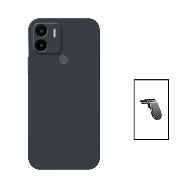 Kit Suporte de Carro Magnético L + Capa Proteção Traseira Silicone para Xiaomi Redmi A1+ - Preto
