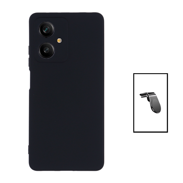 Kit Suporte de Carro Magnético L + Capa Proteção Traseira Silicone para Xiaomi Redmi Note 12 - Preto