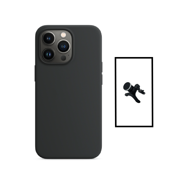 Kit Suporte Magnético Com Pernas + Capa Proteção Traseira Silicone para Apple iPhone 14 - Preto