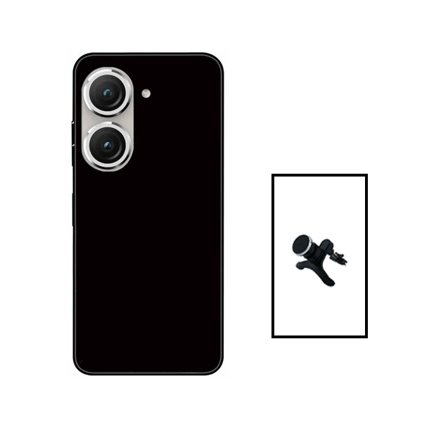 Kit Suporte Magnético Com Pernas + Capa Proteção Traseira Silicone para Asus Zenfone 9 - Preto