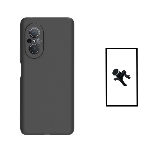 Kit Suporte Magnético Com Pernas + Capa Proteção Traseira Silicone para Huawei Nova 9 SE - Preto
