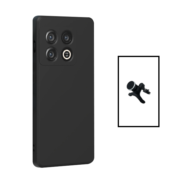 Kit Suporte Magnético Com Pernas + Capa Proteção Traseira Silicone para OnePlus 10T - Preto