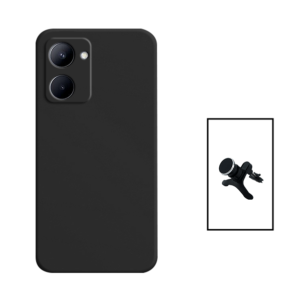 Kit Suporte Magnético Com Pernas + Capa Proteção Traseira Silicone para Realme C33 - Preto