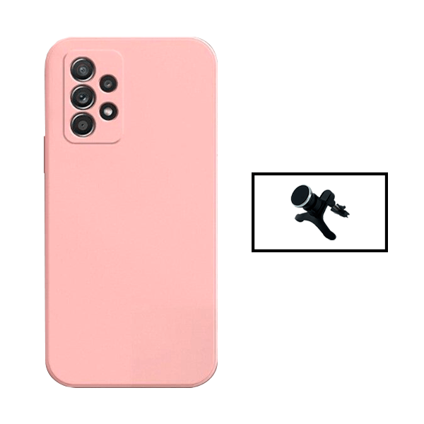 Kit Suporte Magnético Com Pernas + Capa Proteção Traseira Silicone para Samsung Galaxy A73 5G - Rosa