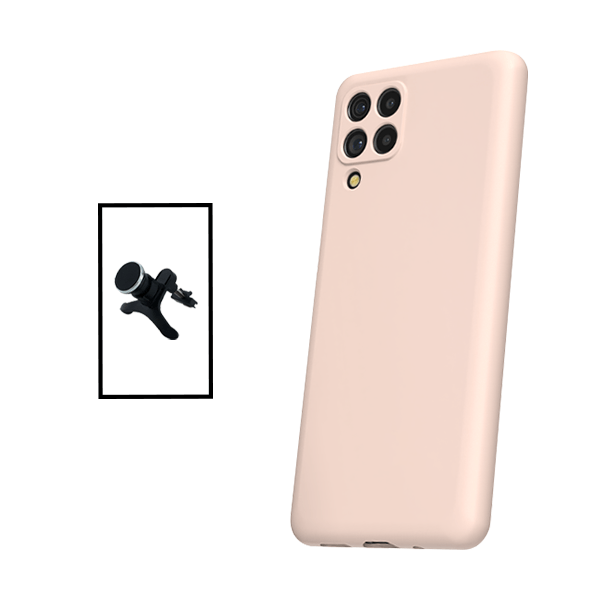 Kit Suporte Magnético Com Pernas + Capa Proteção Traseira Silicone para Samsung Galaxy M33 5G - Rosa