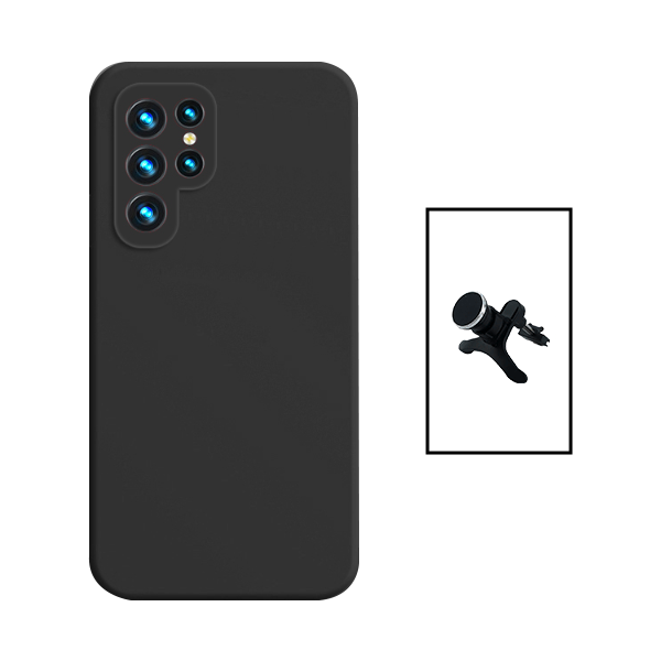 Kit Suporte Magnético Com Pernas + Capa Proteção Traseira Silicone Phonecare para Samsung Galaxy S24 Ultra 5G - Preto