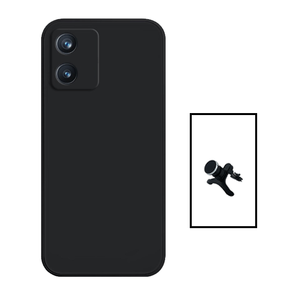 Kit Suporte Magnético Com Pernas + Capa Proteção Traseira Silicone para TCL 305i - Preto