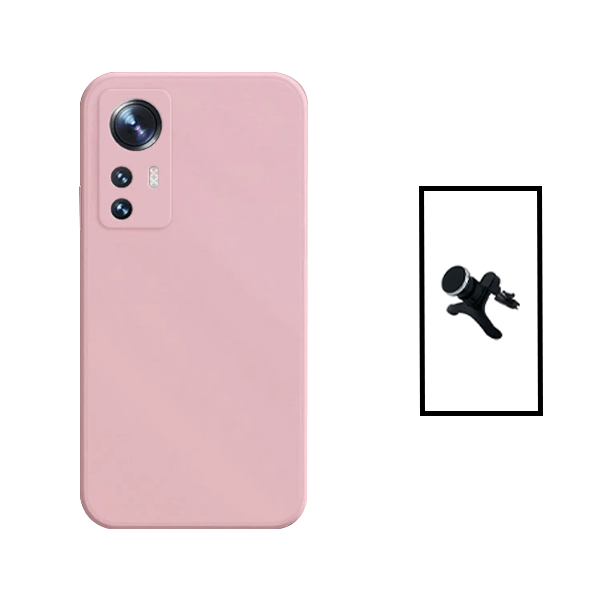 Kit Suporte Magnético Com Pernas + Capa Proteção Traseira Silicone para Xiaomi Redmi K50 Ultra - Rosa