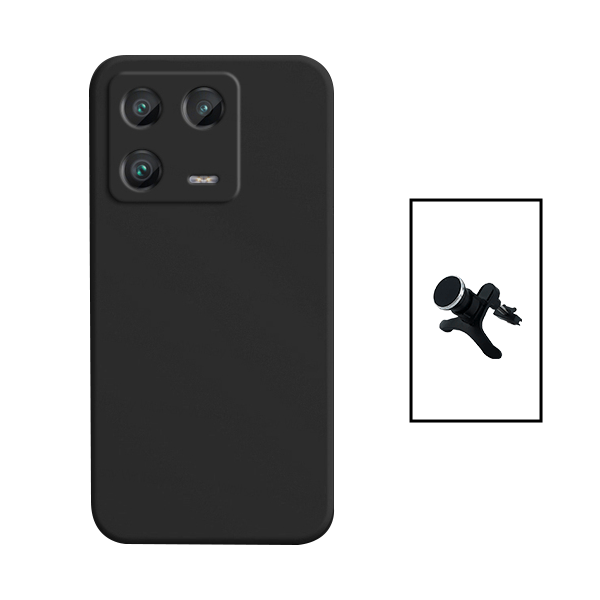 Kit Suporte Magnético Com Pernas + Capa Proteção Traseira Silicone para Xiaomi 13 Pro - Preto