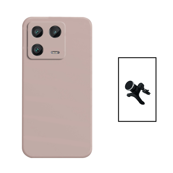 Kit Suporte Magnético Com Pernas + Capa Proteção Traseira Silicone para Xiaomi 13 Pro - Rosa