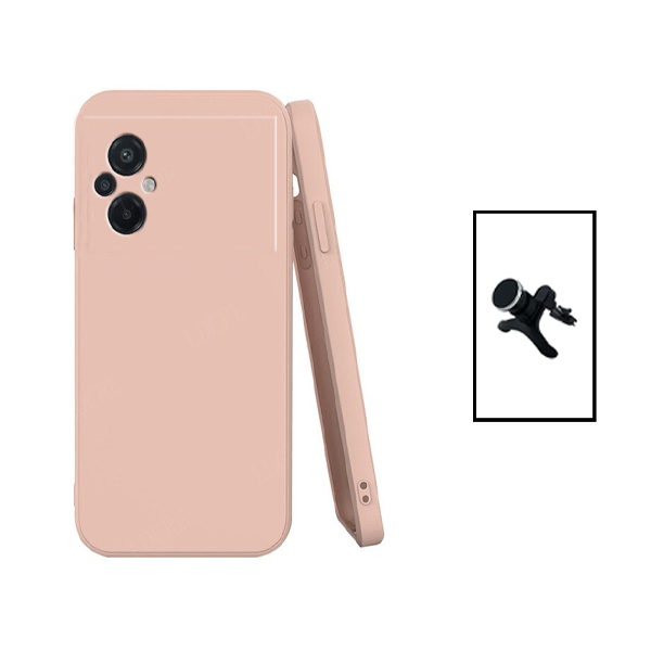 Kit Suporte Magnético Com Pernas + Capa Proteção Traseira Silicone para Xiaomi Poco M5 - Rosa