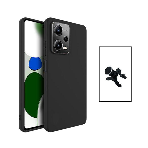 Kit Suporte Magnético Com Pernas + Capa Proteção Traseira Silicone para Xiaomi Poco X5 - Preto