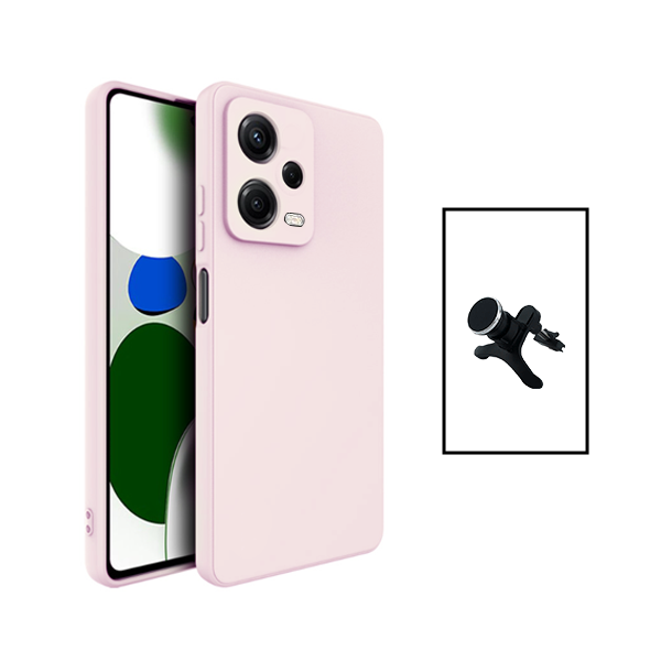 Kit Suporte Magnético Com Pernas + Capa Proteção Traseira Silicone para Xiaomi Poco X5 - Rosa