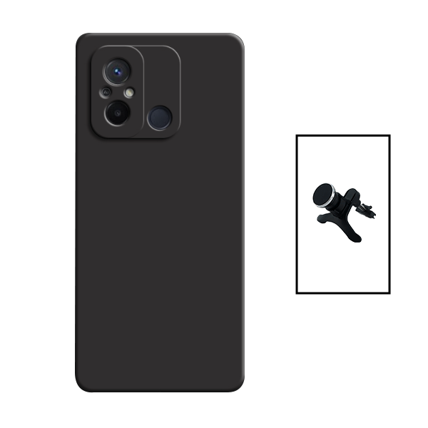 Kit Suporte Magnético Com Pernas + Capa Proteção Traseira Silicone para Xiaomi Redmi 12C - Preto