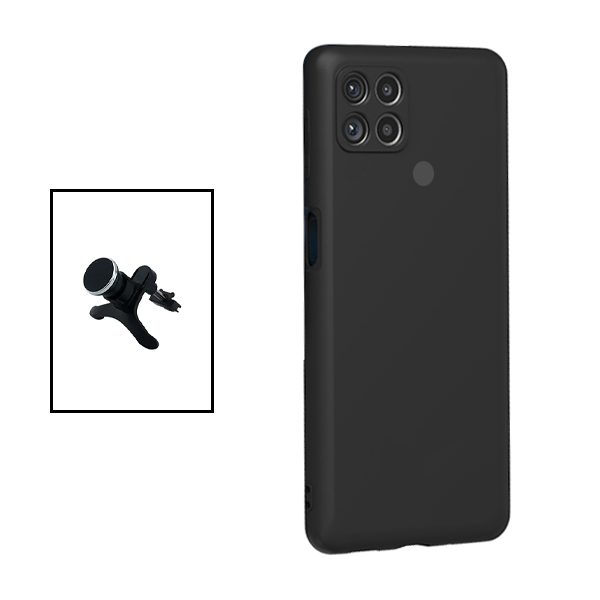 Kit Suporte Magnético Com Pernas + Capa Proteção Traseira Silicone para Xiaomi Redmi 9C - Preto