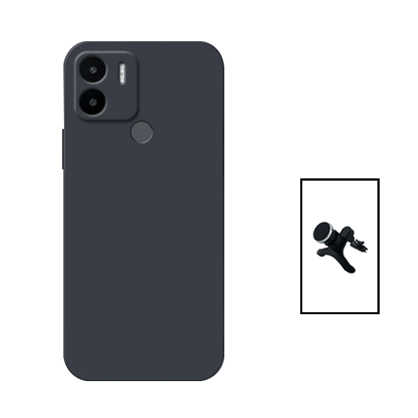 Kit Suporte Magnético Com Pernas + Capa Proteção Traseira Silicone para Xiaomi Redmi A1+ - Preto