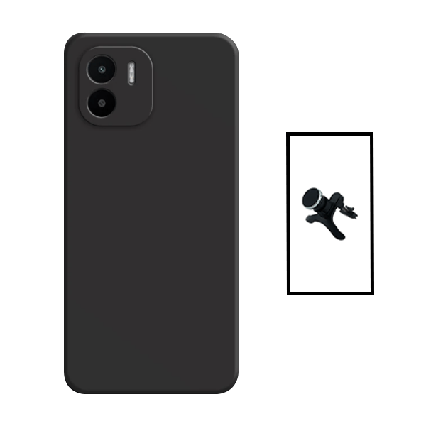 Kit Suporte Magnético Com Pernas + Capa Proteção Traseira Silicone para Xiaomi Redmi A1 - Preto