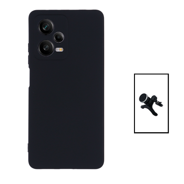 Kit Suporte Magnético Com Pernas + Capa Proteção Traseira Silicone para Xiaomi Redmi Note 12 Pro - Preto
