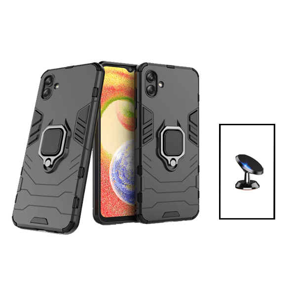 Kit Suporte Magnético + Capa de Proteção Militar Magnética para Samsung Galaxy A04 - Preto