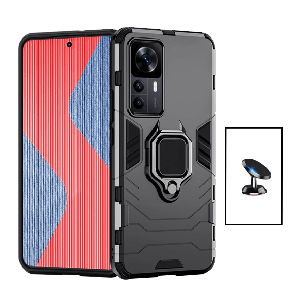 Kit Suporte Magnético + Capa de Proteção Militar Magnética para Xiaomi 12T - Preto