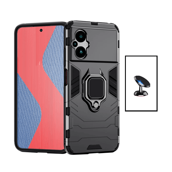 Kit Suporte Magnético + Capa de Proteção Militar Magnética para Xiaomi Poco M5 - Preto