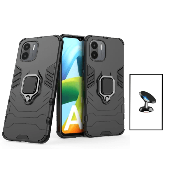 Kit Suporte Magnético + Capa de Proteção Militar Magnética para Xiaomi Redmi A1 - Preto
