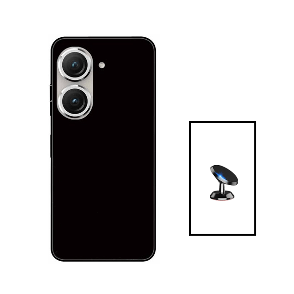 Kit Suporte Magnético + Capa Proteção Traseira Silicone para Asus Zenfone 9 - Preto
