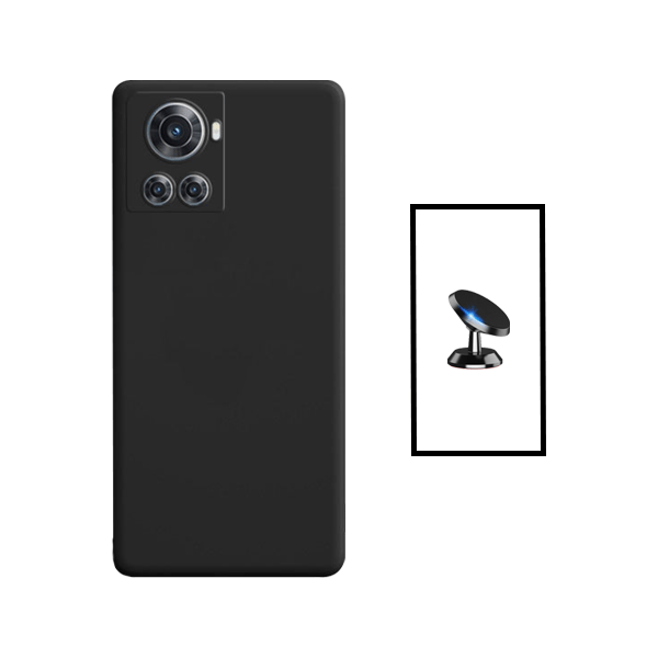 Kit Suporte Magnético + Capa Proteção Traseira Silicone para OnePlus Ace - Preto