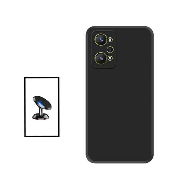 Kit Suporte Magnético + Capa Proteção Traseira Silicone para Realme GT Neo 3T - Preto