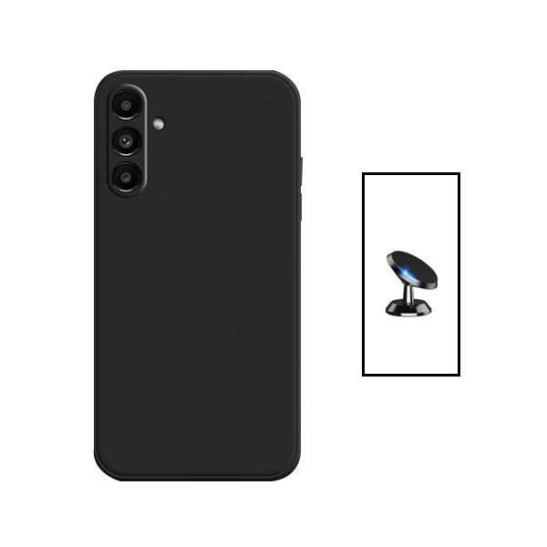 Kit Suporte Magnético + Capa Proteção Traseira Silicone para Samsung Galaxy A14 - Preto