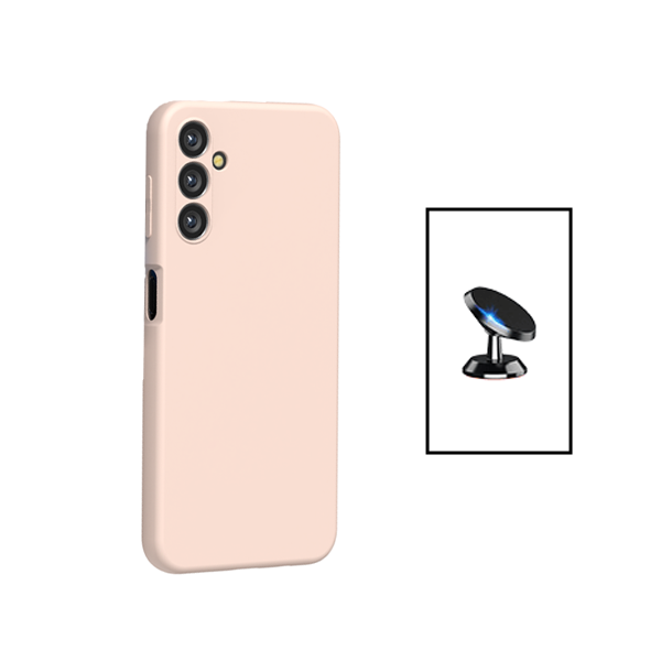 Kit Suporte Magnético + Capa Proteção Traseira Silicone para Samsung Galaxy A14 - Rosa