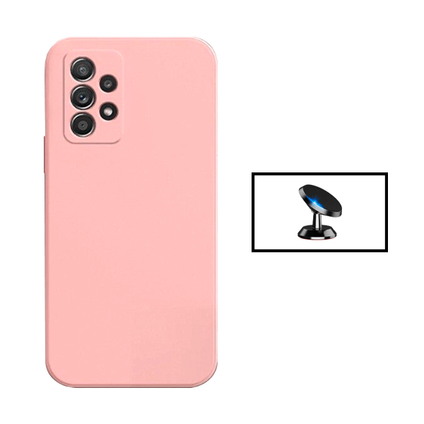 Kit Suporte Magnético + Capa Proteção Traseira Silicone para Samsung Galaxy A73 5G - Rosa