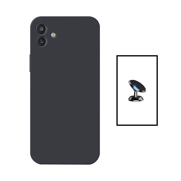 Kit Suporte Magnético + Capa Proteção Traseira Silicone para Samsung A04 - Preto