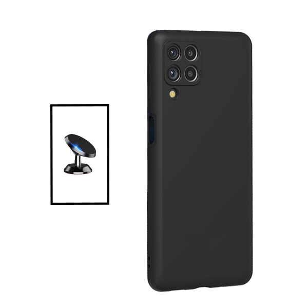 Kit Suporte Magnético + Capa Proteção Traseira Silicone para Samsung Galaxy M33 5G - Preto